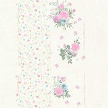 A.s.creations - as Creation Floral Stripes Grey Pink Flowers Paste The Wall Textured Vinyl