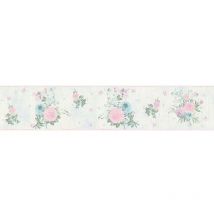 AS Creation Floral Stripes Light Blue Wallpaper Border Flowers Textured 5mx13cm