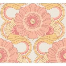 Bricoflor - as Creation Retro Chic Floral Orange Wallpaper Stylish Textured Paste The Wall