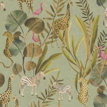 As Creation - Safari Animals Green Wallpaper Dense Jungle Paste The Wall Vinyl
