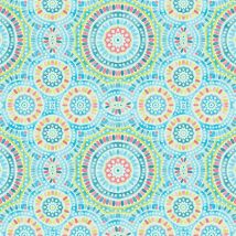 As Creation - Vibrant Mosaic Wallpaper Flowers Blue Green Paste The Wall Vinyl