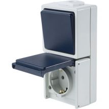 AS Schwabe Aufputz-Schalter IP54 hellgrau/stahlgrau max. Querschnitt 2,5 mm² für Feuchträume und Außenbereich