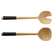 Asa Salatbesteck mit schwarzem Nylongriff wood