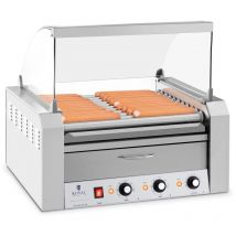 Royal Catering - Asador de salchichas - 11 Rodillos - Cajón calentador - Acero inox