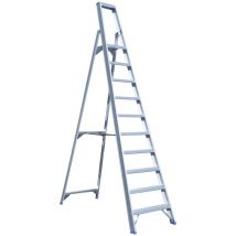Asc Eurostairs Stufenstehleiter Einseitig Eloxiert Mit Plattform 10 Stufen