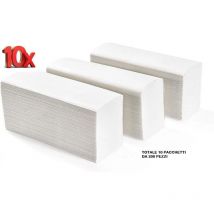 Asciugamani Monouso Piegati a v per Dispenser 21 x 21 cm 10 Pacchetti da 200pz
