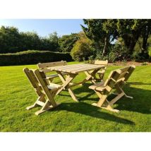 Churnet Valley - Ashcome Wooden Garden Table Set Sits 6