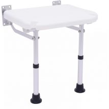 Asiento de ducha plegable montado en la pared con patas plegables para ancianos, taburete de ducha, ancianos y discapacitados Carga máxima 220 libras