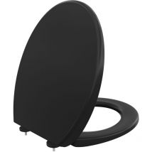 Cecipa Max - Asiento de inodoro derw max negro en forma de o, con un solo botón, de doble capa y grueso, de resina de urea-formaldehído.