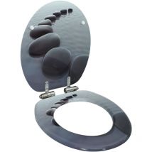 Torana - Asiento inodoro wc con tapa de cierre suave mdf diseño piedras
