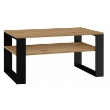 Hucoco - asisa - Rectangular loft style coffee table - Dimensions 90x58x50 cm - Coffee table with shelf