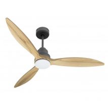 Purline - Tenerife - Super destratificateur et ventilateur dc 132 cm Gris basalte pales bois clair avec Lumière 25 à 35 m²