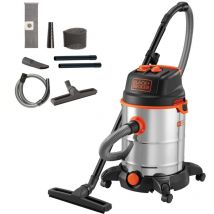 Black&decker - Aspirador multiuso de sólidos y líquidos Black+Decker BXVC30XTDE (Potencia absorbida 1600 w, Capacidad del depósito 30 l)