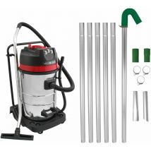 Aspirateur 80 l 2 en 1 3000 w 106L / sec 80 dB & Perche de Nettoyage Embout d'Aspiration pour Gouttière Extensible 1.2m à 7.2m 5.1cm Aspire Feuille