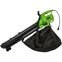 Aspirateur broyeur Souffleur de jardin 2500W - Sac de collecte de 45 l - Vitesse max 270 km/h - 2 roulettes de guidage