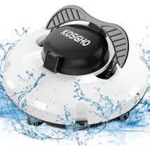 Aspirateur de piscine robot nettoyeur de piscine sans fil avec deux moteurs stationnement automatique pour piscines au sol plat, Prise ue, Blanc