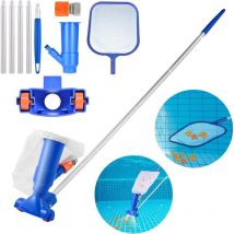 Aspirateur Piscine, robot piscine Aspirateur à Jet de Piscine avec Épuisettes de Surface & Tige à 5 Sections, Aspirateur de Piscine Manuel pour