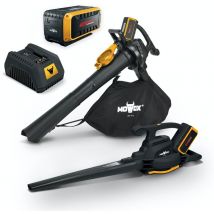 Mowox - Aspirateur Souffleur Broyeur Feuilles mortes 3en1 sans Fil 40V, 4Ah Vitesse jusqu'à 240Km/h (Batterie et Chargeur en Option)