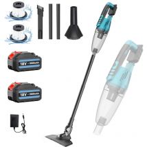 Aspirateurs à main, 2 batteries au lithium de 5,5 a aspirateur balai vertical sans fil 3en1, aspirateur de voiture léger pour tapis, poils d'animaux,