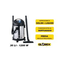 Globex - Aspiratore/Aspirapolvere/Aspiratutto solidi e liquidi 1200W 30lt con funzione soffiatore gx 30 l