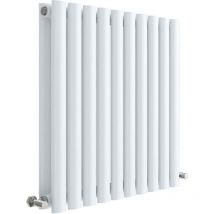 Hudson Reed Revive Double Designer Horizontal Radiator 600mm h x 586mm w - High Gloss White