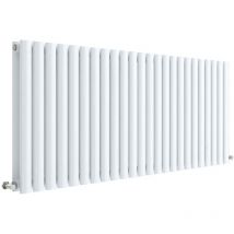 Hudson Reed - Revive Double Designer Horizontal Radiator 600mm h x 1398mm w - High Gloss White