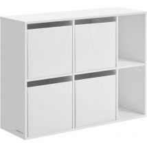 Assemblage Ultra-rapide sans Outils Toolless, Meuble de Rangement, Étagère, Bibliothèque, 6 Compartiments, 4 Tiroirs en Tissu, 27 x 83 x 61,6 cm,