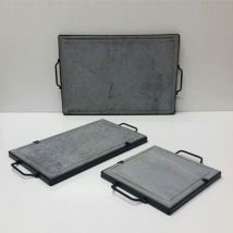 Fonderia Bongiovanni - assiette en pierre de lave avec support de grille en pierre naturelle choisir la taille : 40x30 cm