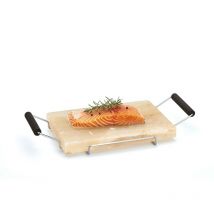Assiette à sel rectangulaire avec cadre en métal et poignées en bois de wengé