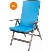 Setgarden - Coussin de chaise 6 pièce Coussin 110x47x4cm Bleu coussin de chaise d'extérieur Coussin d'assise avec dossier haut - blue