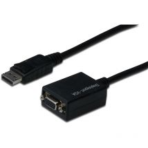 Adaptador de gráficos ASSMANN DisplayPort, DP a VGA, QXGA 60Hz, 2048 x 1536 píxeles, negro