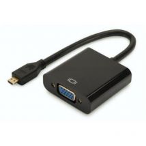 Adaptador gráfico DIGITUS Micro HDMI, HDMI tipo D a VGA + conector de 3,5 mm, Full HD 1920 x 1080 píxeles, negro