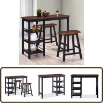 Vidaxl - Assortiment de bar 3 pcs mdf Noir - Meuble De Bar - Ensemble De Bar - Table De Bar - Tabourets De Bar - Meuble Colonial