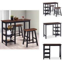 Vidaxl - Assortiment de bar 3 pcs mdf Noir - Meuble De Bar - Ensemble De Bar - Table De Bar - Tabourets De Bar - Meuble Colonial