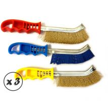 Kibros - Brosse à main métallique convexe Modèle skrib - Lot de 3 - Acier - Laiton - pvc