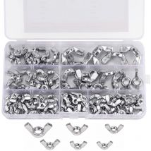 Assortiment Ecrou Papillon à Ailettes (100 Pièces) - Tailles M3, M4, M5, M6, M8 et M10 - Vis de Fixation en Acier Inoxydable 304 - Ecrous à Ailettes