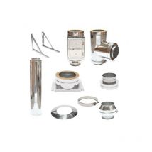 Astec - Edelstahlschornstein Bausatz doppelwandig dn 150 mm Edelstahl Sanierung 9,3 Meter Wandabstand 50-190 mm