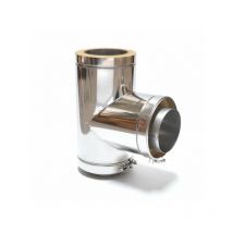 Astec - Edelstahlschornstein T-Stück 90° Klappdeckel Reinigung Doppelwandig DN113-300 8212-250