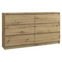 Hucoco - aster - Cassettiera grande per camera da letto soggiorno ufficio - 6 cassetti - 138x40x75cm - 6 cassetti - Stile scandinavo