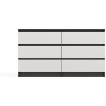 Topeshop - aster – Cómoda ancha para dormitorio, salón o oficina – 6 cajones – 138x40x75 cm – Antracita y blanco