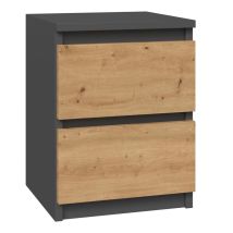 Hucoco - Aster - Mesita De Noche De Estilo Escandinavo - 30x30x40 Cm - Mesita De Noche Con 2 Cajones - Muebles De Dormitorio