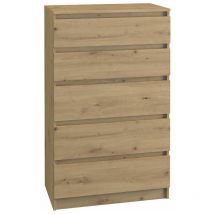 Aster T5 Cómoda dormitorio/oficina/salón 70x40x109.5 cm 5 cajones unidad de almacenamiento de estilo escandinavo Vestidor