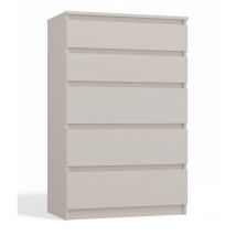 ASTER T5 Commode contemporaine chambre/salon/bureau 40x70x109.5 beige 5 tiroirs Meuble de rangementent Chiffonier