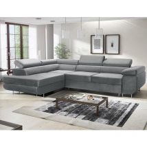 Aston Jumbo Cord Left Hand Facing Corner Sofa Bed with Storage and Lift Mechanism - Grey