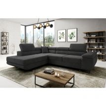 Romano - Aston Jumbo Cord Left Hand Facing Corner Sofa Bed with Storage and Lift Mechanism - Dark Grey