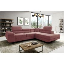 Romano - Aston Jumbo Cord Right Hand Facing Corner Sofa Bed with Storage and Lift Mechanism - Pink