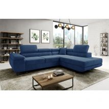 Romano - Aston Jumbo Cord Right Hand Facing Corner Sofa Bed with Storage and Lift Mechanism - Blue