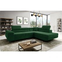 Romano - Aston Jumbo Cord Right Hand Facing Corner Sofa Bed with Storage and Lift Mechanism - Bottle Green