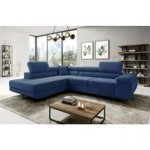 Romano - Aston Jumbo Cord Left Hand Facing Corner Sofa Bed with Storage and Lift Mechanism - Blue