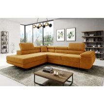 Romano - Aston Jumbo Cord Left Hand Facing Corner Sofa Bed with Storage and Lift Mechanism - Cream
